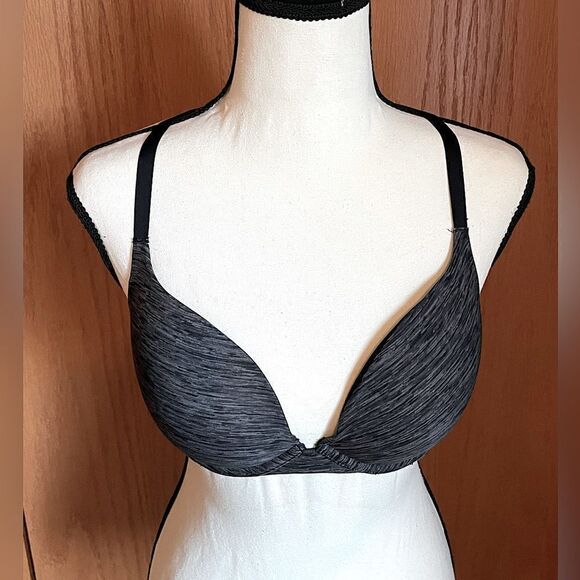 SO Intimates, Convertible, Dark-Gray and White “Love”Underwire Bra. 34C. - Picture 2 of 11
